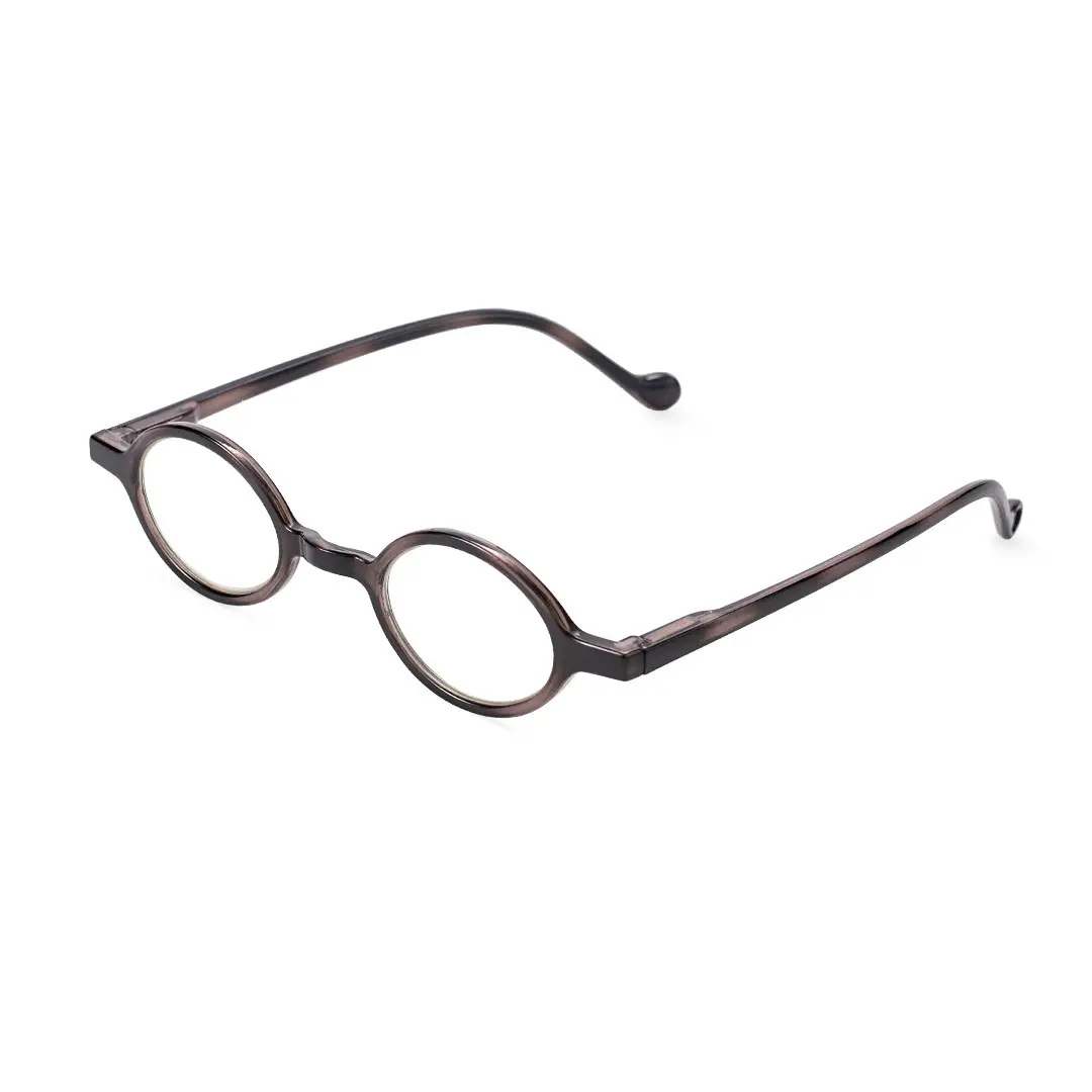 Angle view of Tsuki oval pc eyeglasses OP0142307 in grey