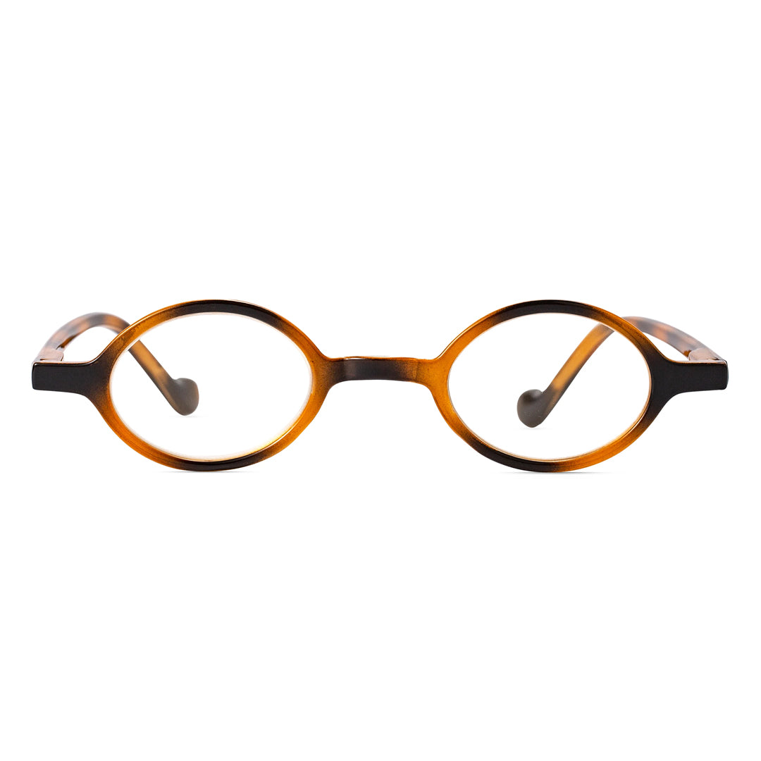 Front view of Tsuki oval pc eyeglasses OP0142307 in tortoise