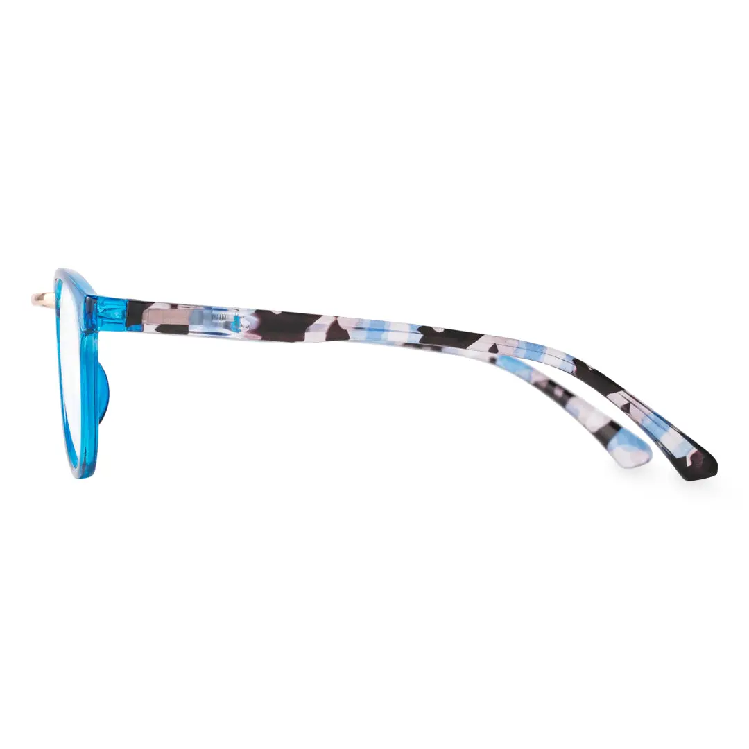 Side view of Brianna oval pc eyeglasses OP0222311 in blue