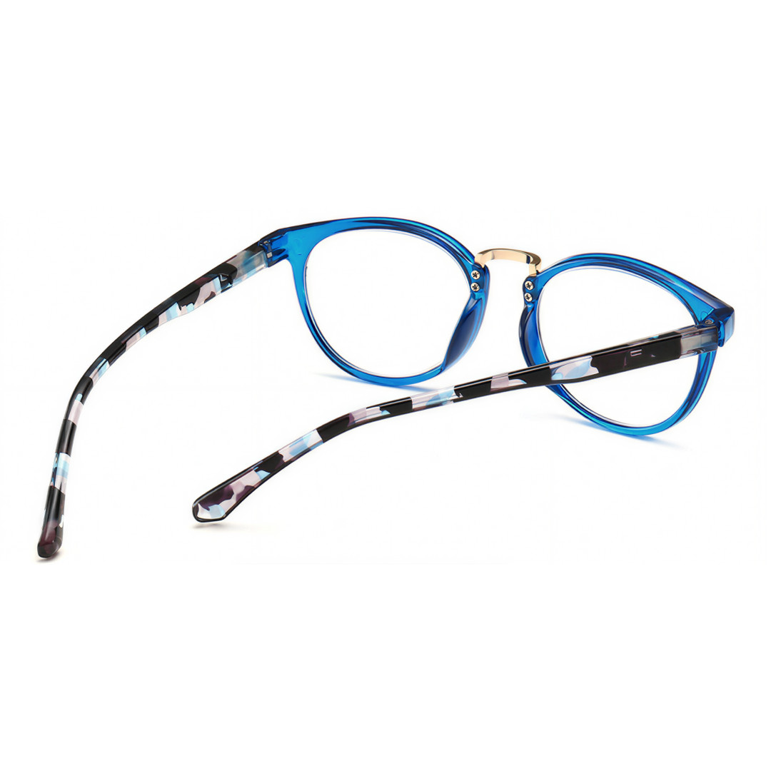Back view of Brianna colorful oval pc eyeglasses in blue. SPU: OP0222311