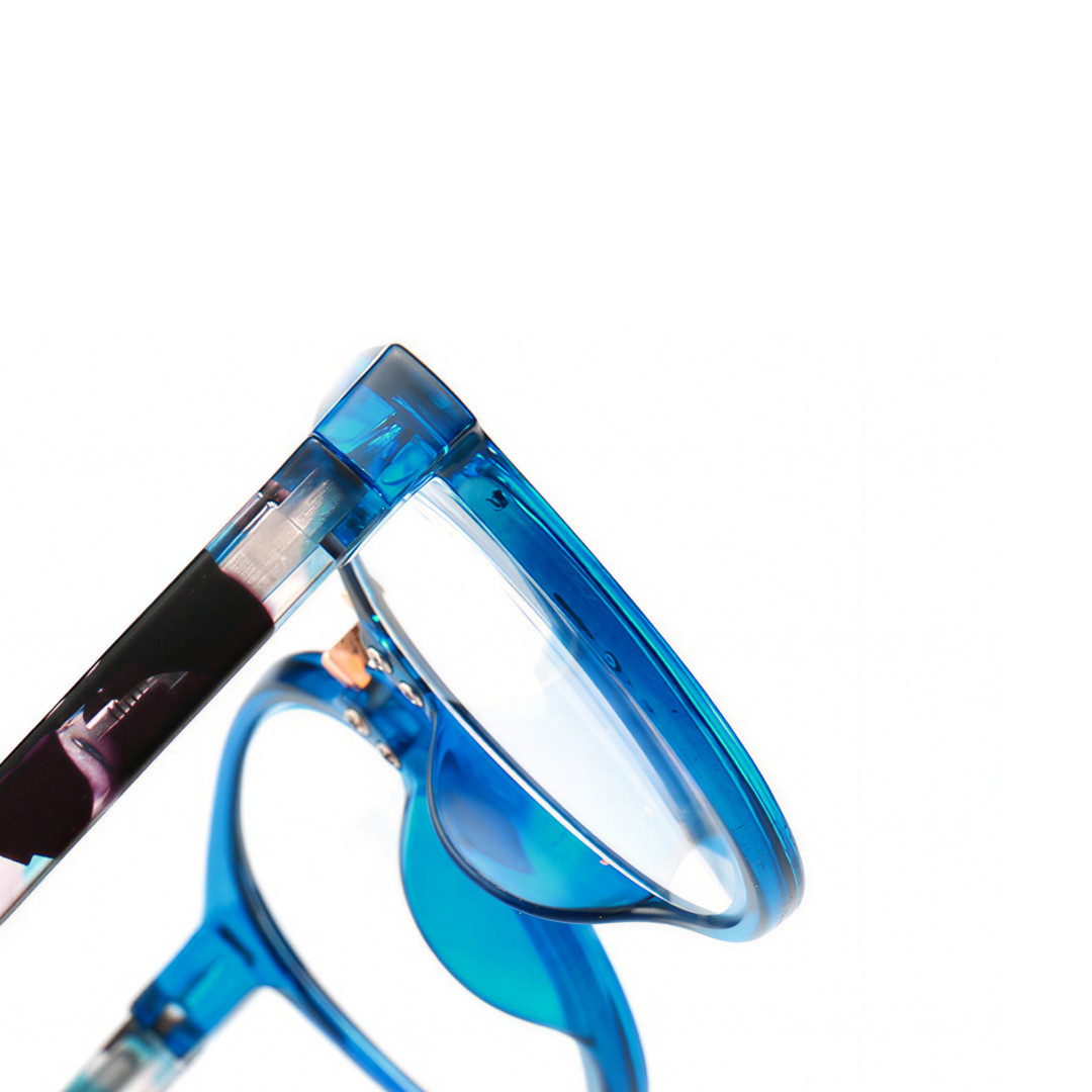 Frame detail view of Brianna colorful oval pc eyeglasses in blue. SPU: OP0222311