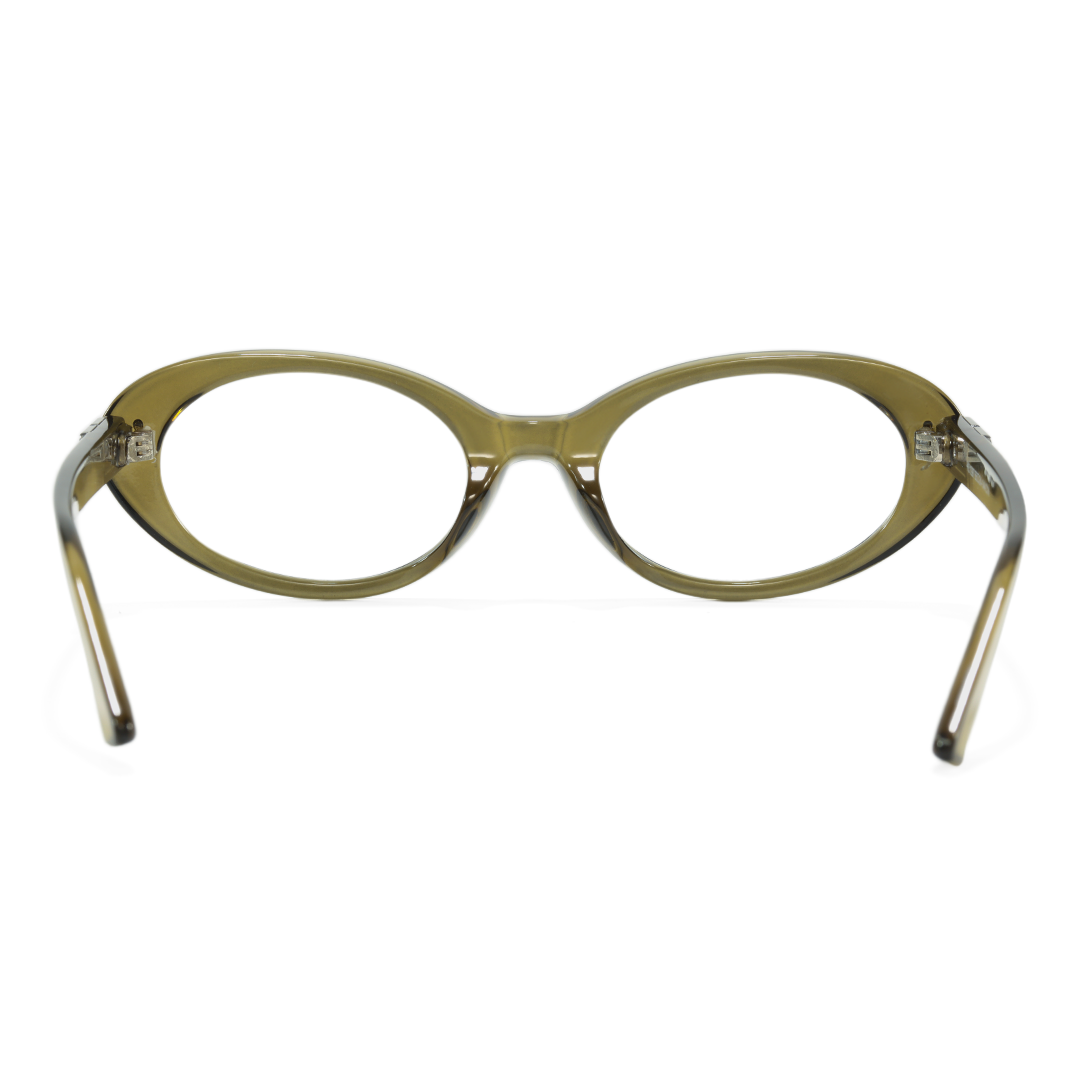 Back view of Basia y2k oval tr90 eyeglasses in green. SPU: OR0022506