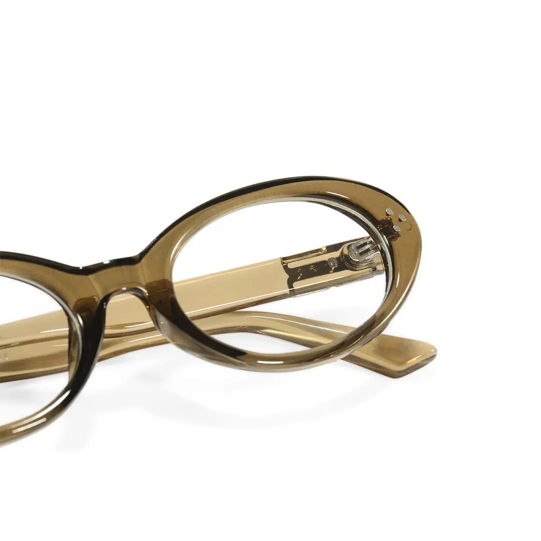 End piece detail of Basia y2k oval tr90 eyeglasses in green. SPU: OR0022506