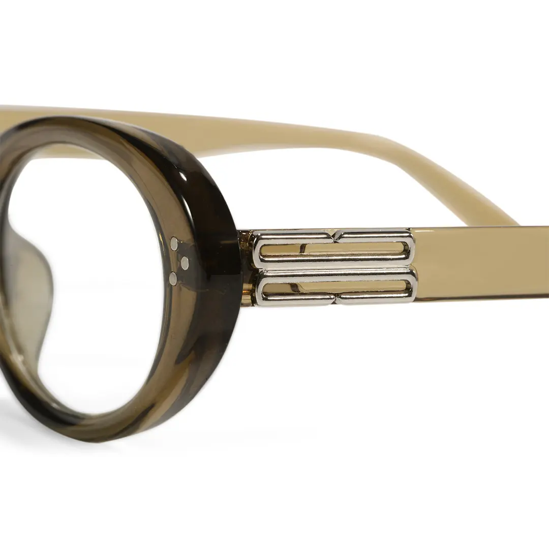 Frame detail view of Basia y2k oval tr90 eyeglasses in green. SPU: OR0022506