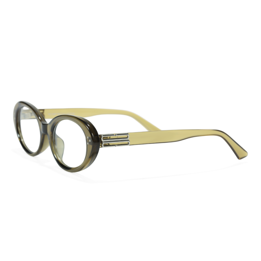 Side view of Basia y2k oval tr90 eyeglasses in green. SPU: OR0022506