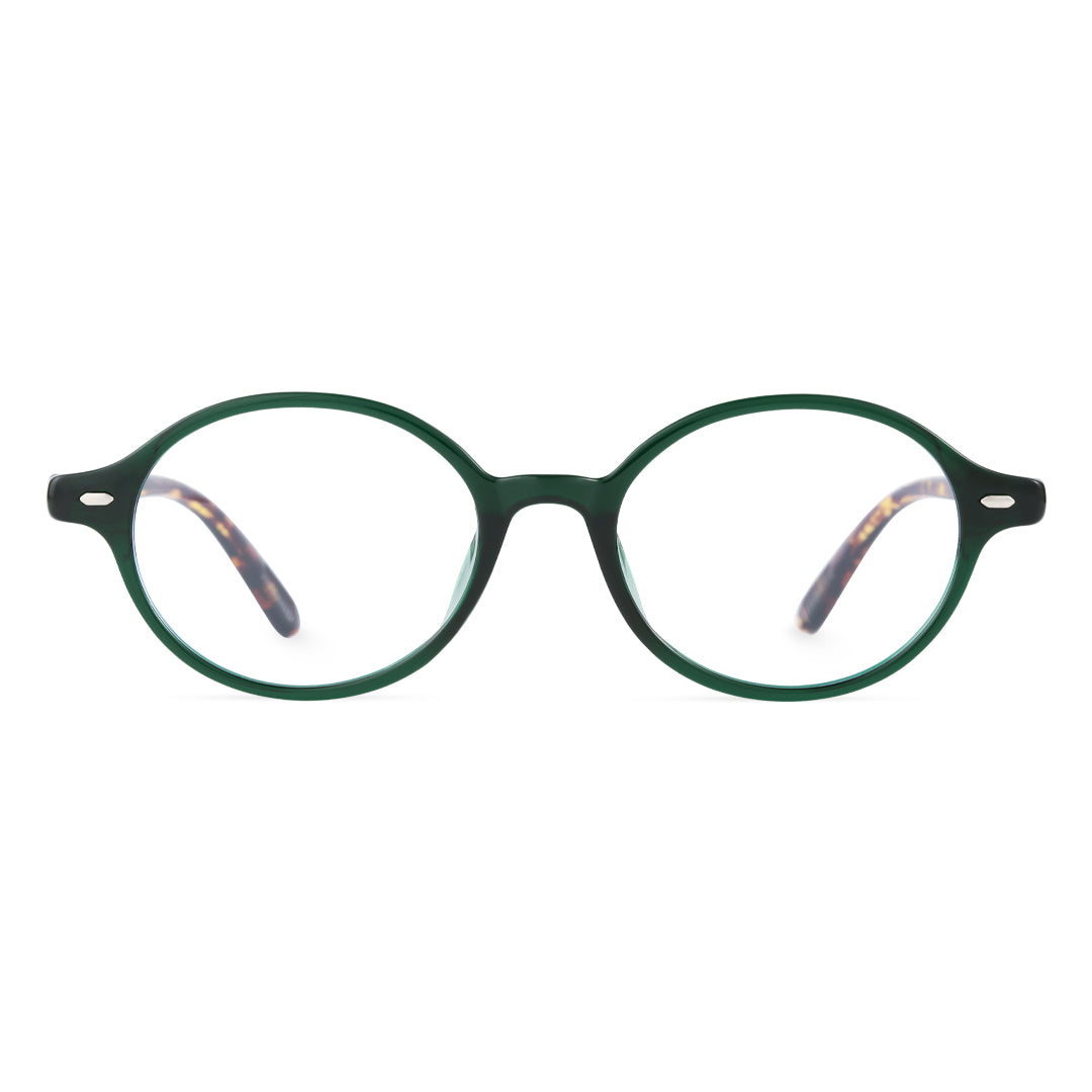 Front view of Blaze vintage oval tr90 eyeglasses OR0082406 in green