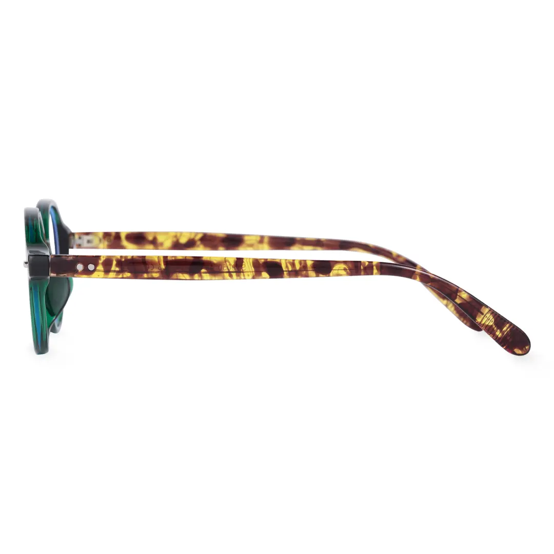 Side view of Blaze vintage oval tr90 eyeglasses OR0082406 in green