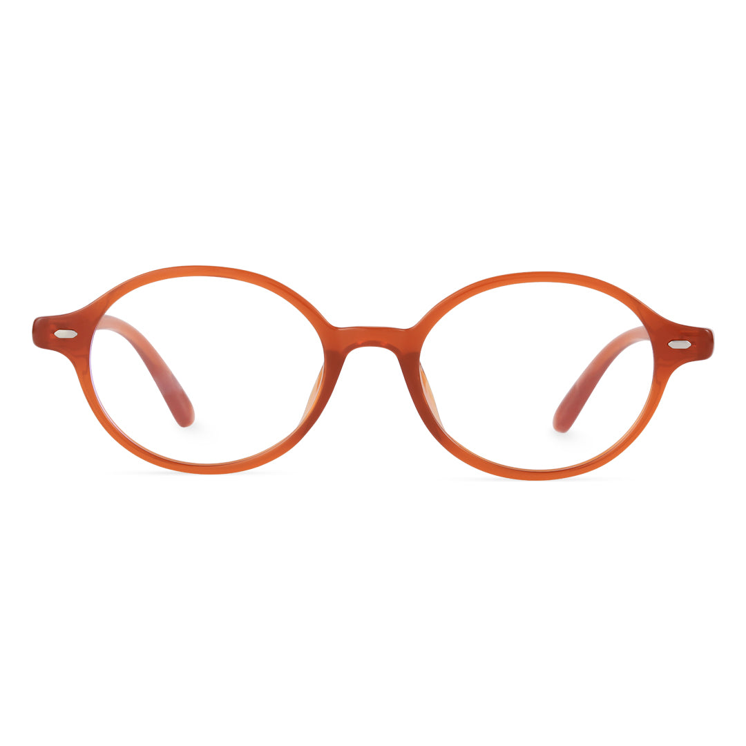 Front view of Blaze vintage oval tr90 eyeglasses OR0082406 in orange