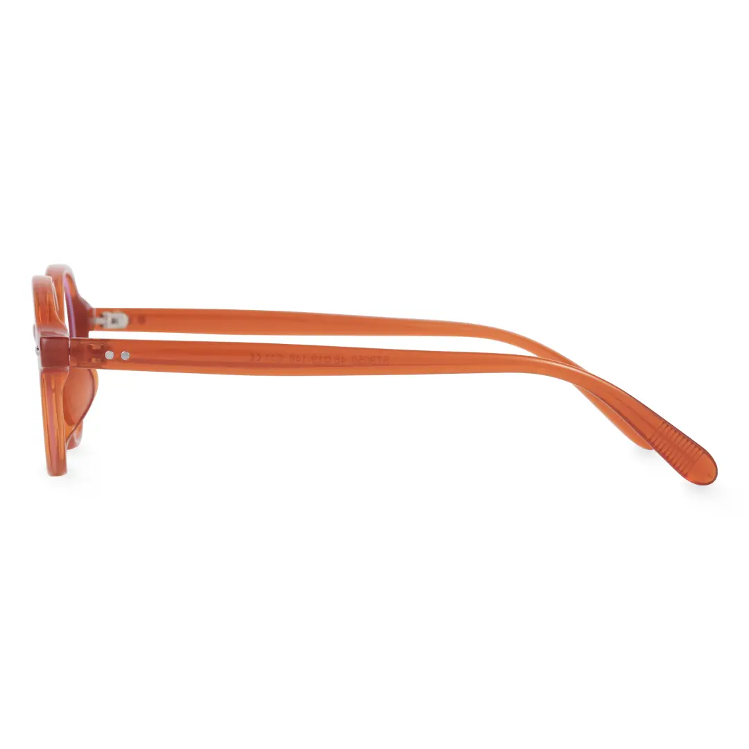 Side view of Blaze vintage oval tr90 eyeglasses OR0082406 in orange