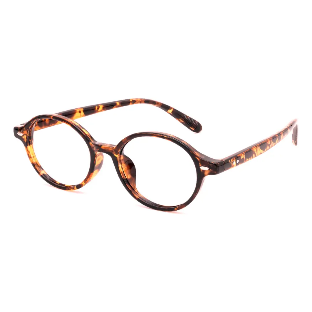 Angle view of Blaze vintage oval tr90 eyeglasses OR0082406 in tortoise