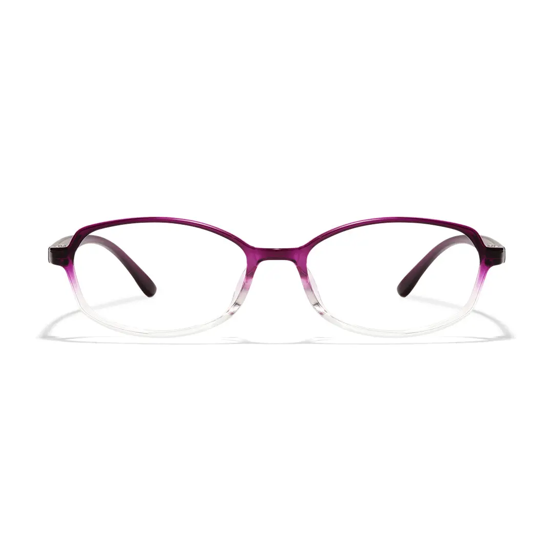 Front view of Virtue y2k oval tr90 eyeglasses OR0092501 in purple-clear