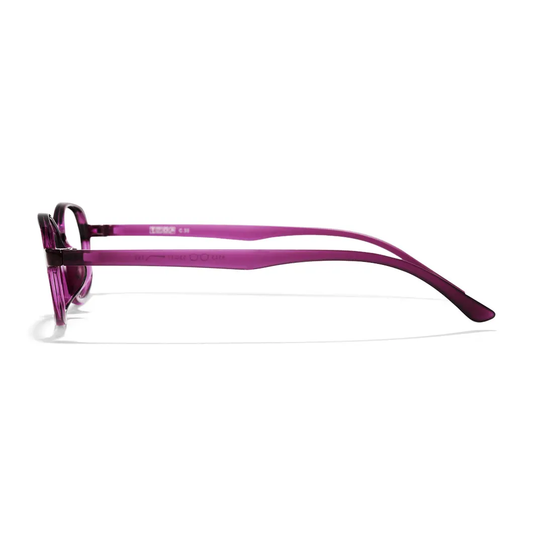 Side view of Virtue oval tr90 eyeglasses OR0092501 in purple