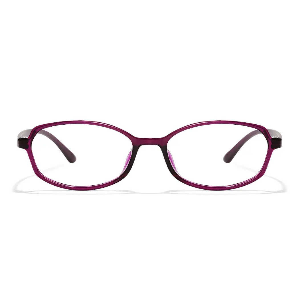 Front view of Virtue y2k oval tr90 eyeglasses OR0092501 in purple