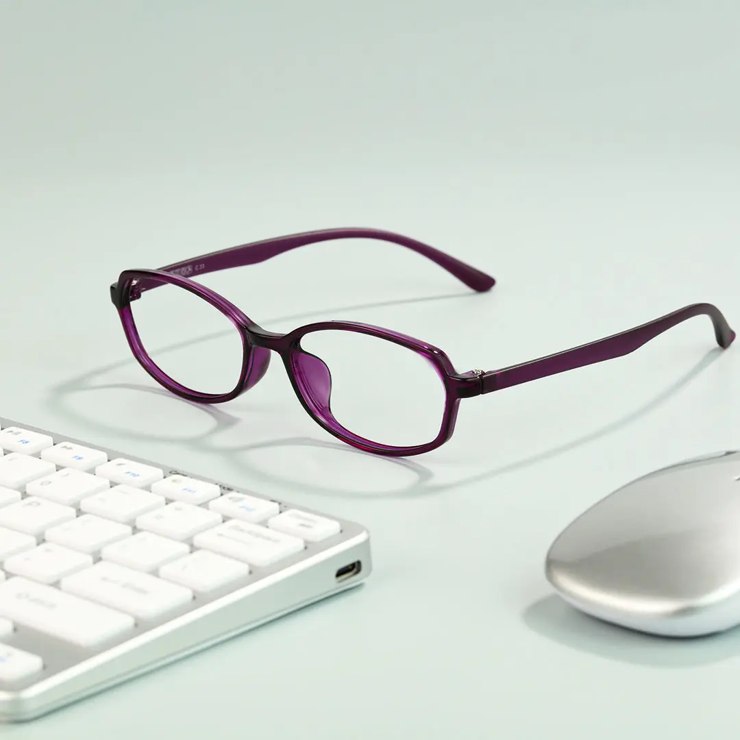 Scene view of Virtue y2k oval tr90 eyeglasses OR0092501 in purple