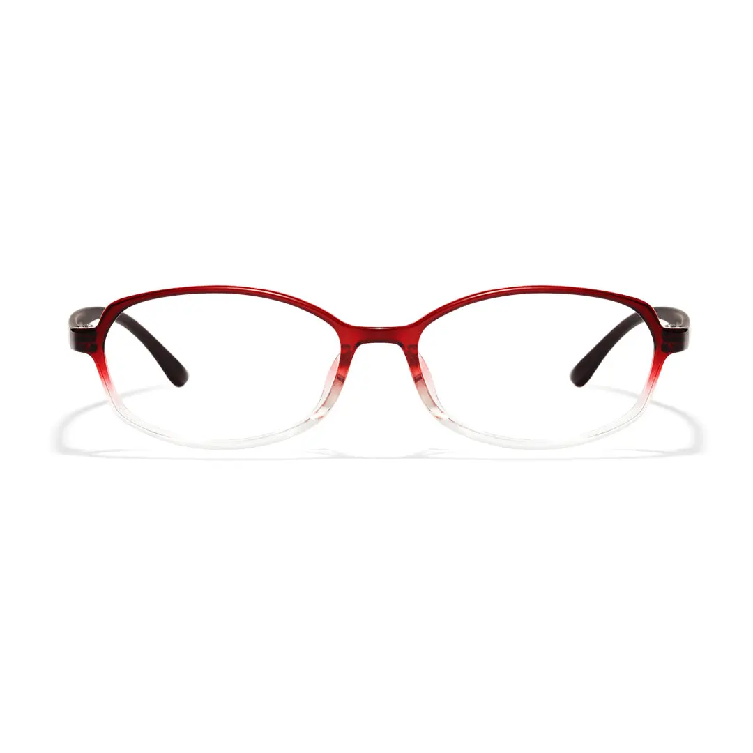 Front view of Virtue y2k oval tr90 eyeglasses OR0092501 in red-clear