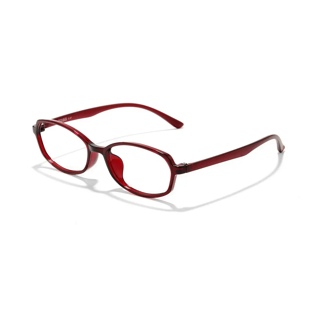 Angle view of Virtue y2k oval tr90 eyeglasses in red. SPU: OR0092501
