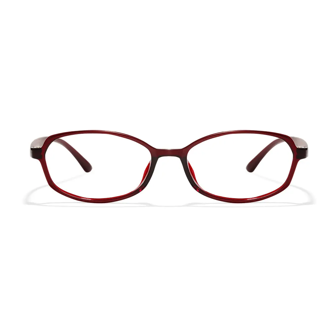 Front view of Virtue y2k oval tr90 eyeglasses OR0092501 in red