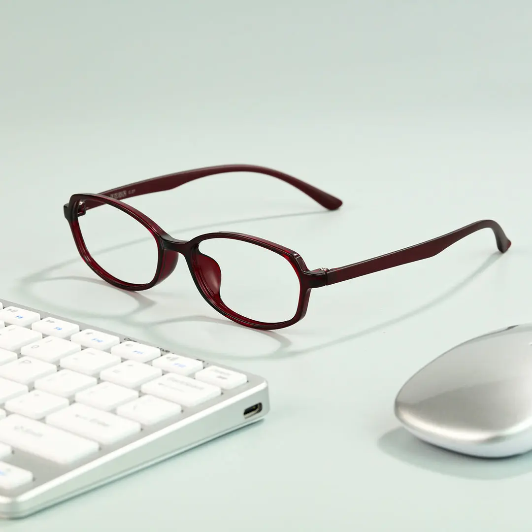 Scene view of Virtue y2k oval tr90 eyeglasses OR0092501 in red