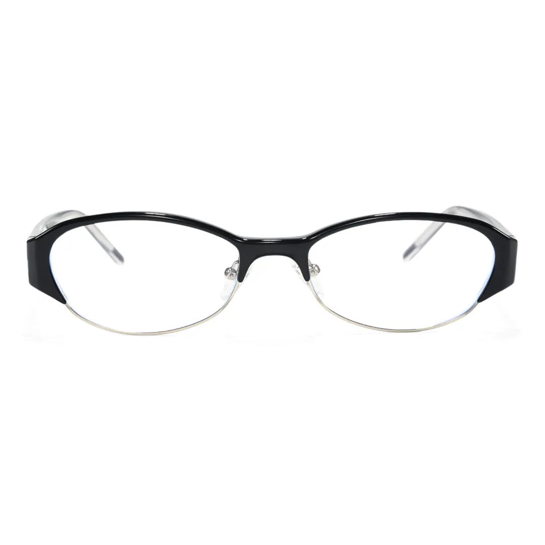 Front view of Lilac oval tr90 eyeglasses OR0112603 in black
