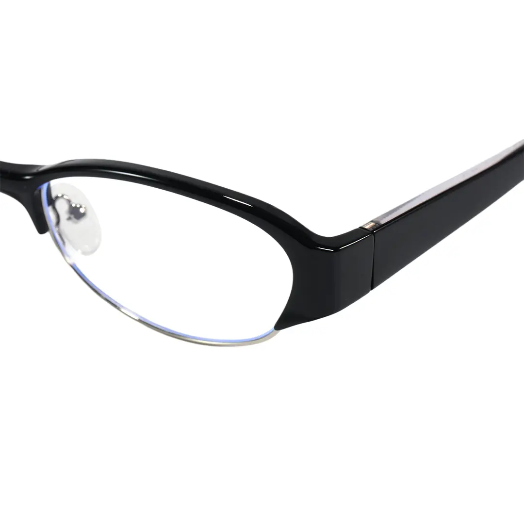 End piece detail of Lilac office siren oval tr90 eyeglasses in black. SPU: OR0112603