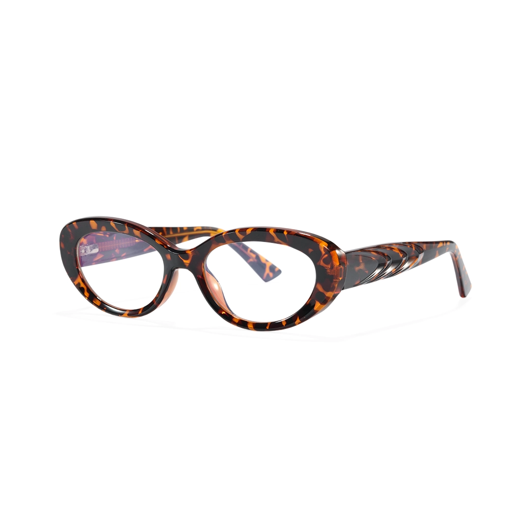 Angle view of Ellie y2k oval tr90 eyeglasses in tortoise. SPU: OR0132510