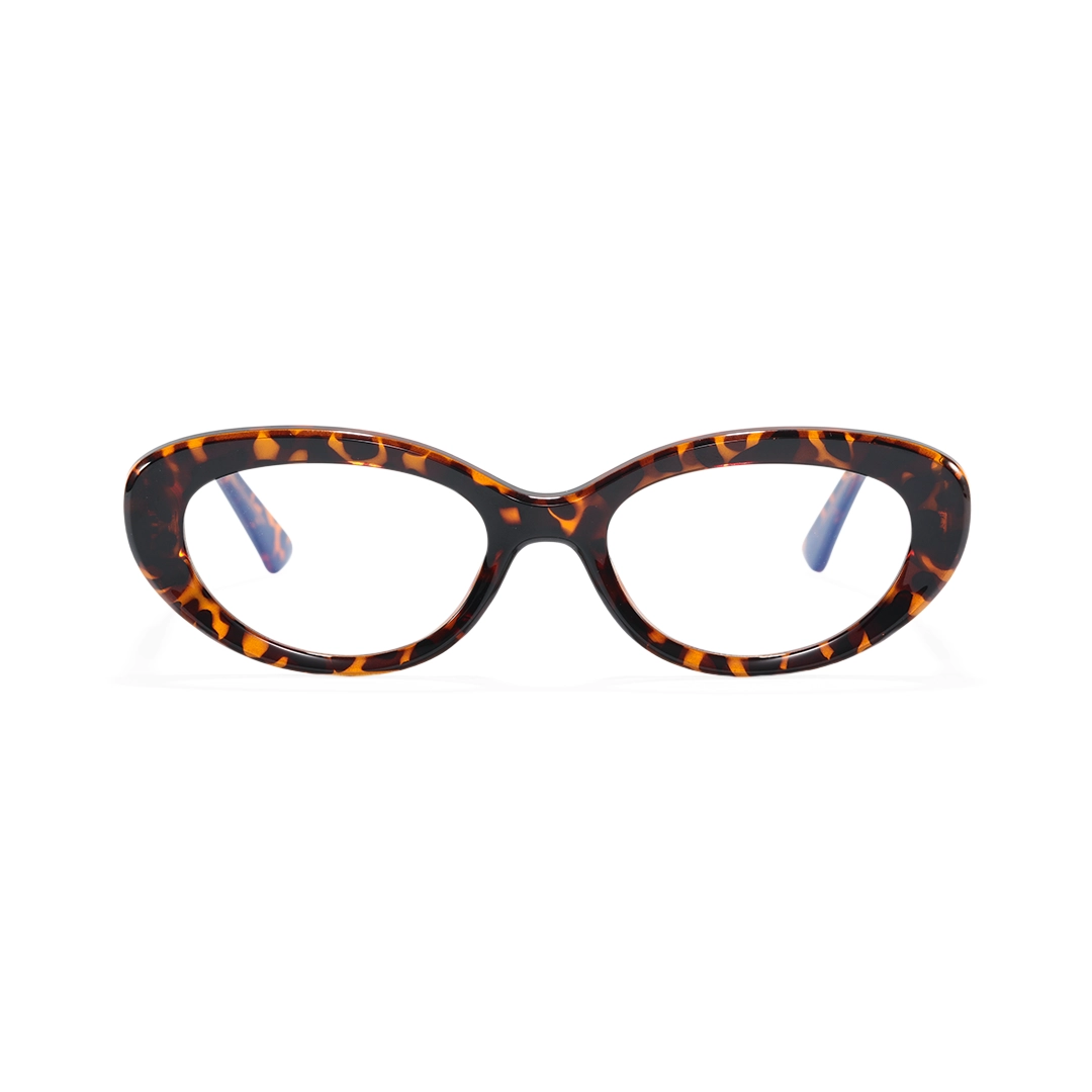 Front view of Ellie y2k oval tr90 eyeglasses OR0132510 in tortoise