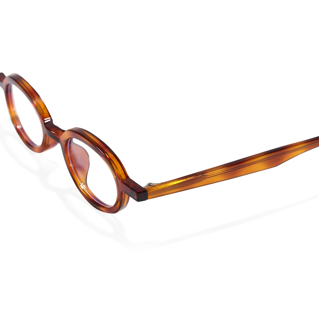 End piece detail of Vinty vintage oval tr90 eyeglasses in tortoise. SPU: OR0142510