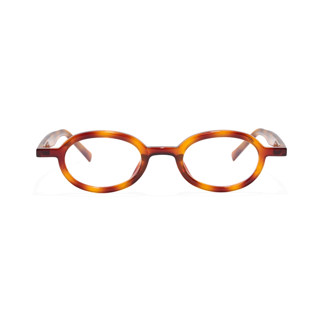 Front view of Vinty vintage oval tr90 eyeglasses in tortoise. SPU: OR0142510