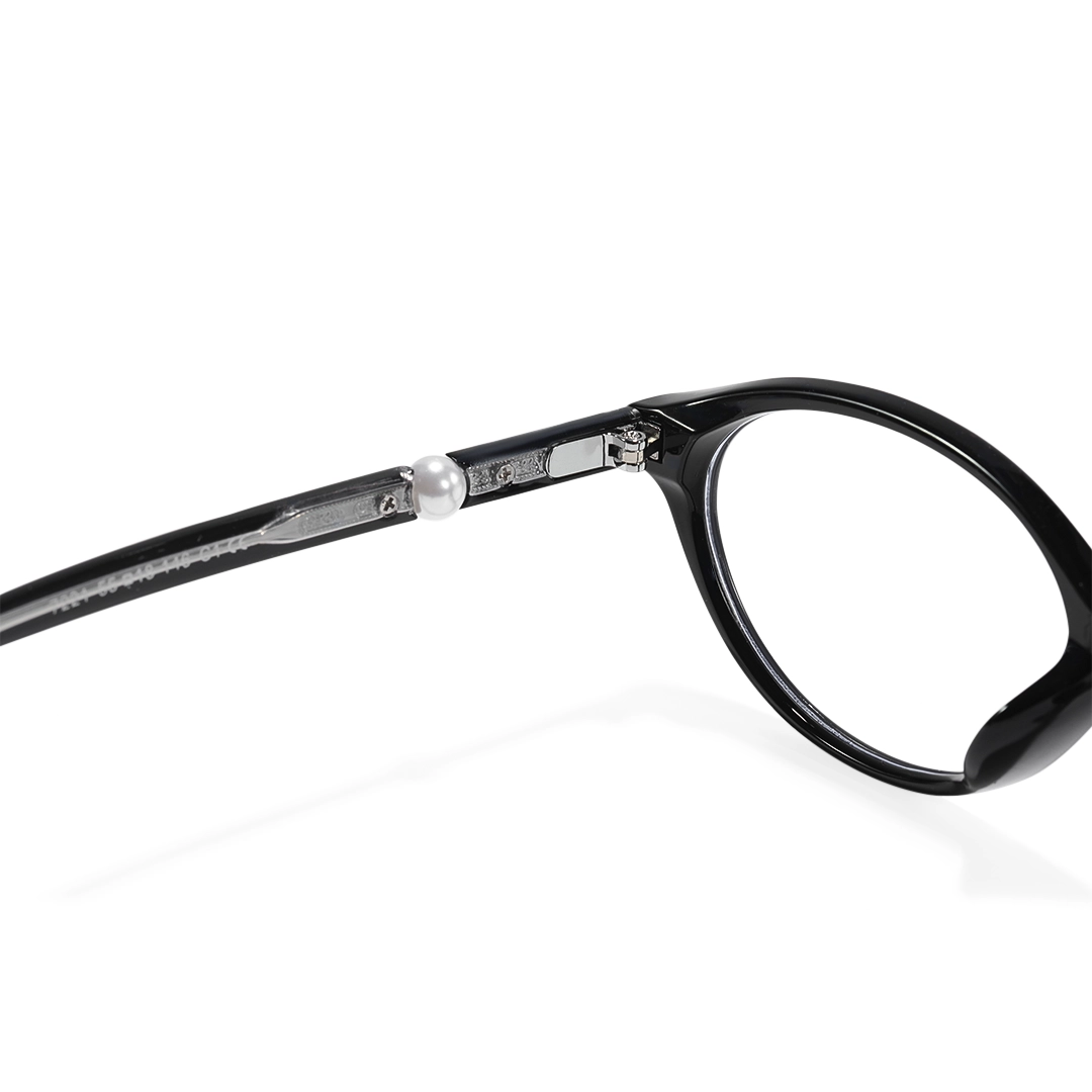 Hinge detail of Sabine y2k oval tr90 eyeglasses OR0192509 in black