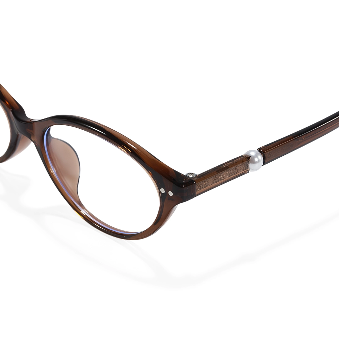 End piece detail of Sabine y2k oval tr90 eyeglasses OR0192509 in brown