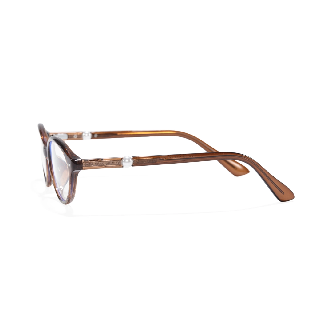 Side view of Sabine y2k oval tr90 eyeglasses OR0192509 in brown