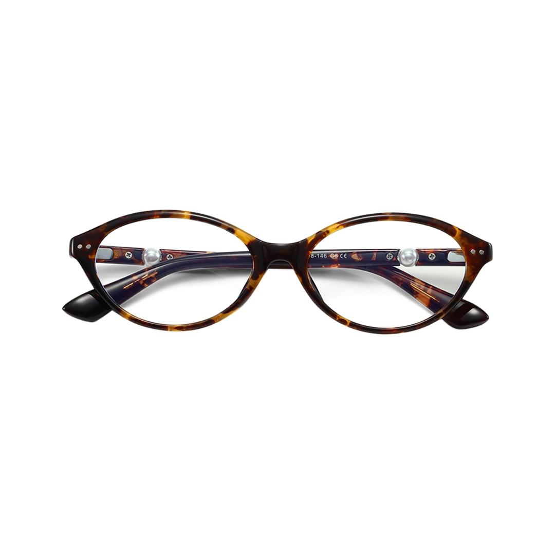 Front folded view of Sabine y2k oval tr90 eyeglasses OR0192509 in tortoise