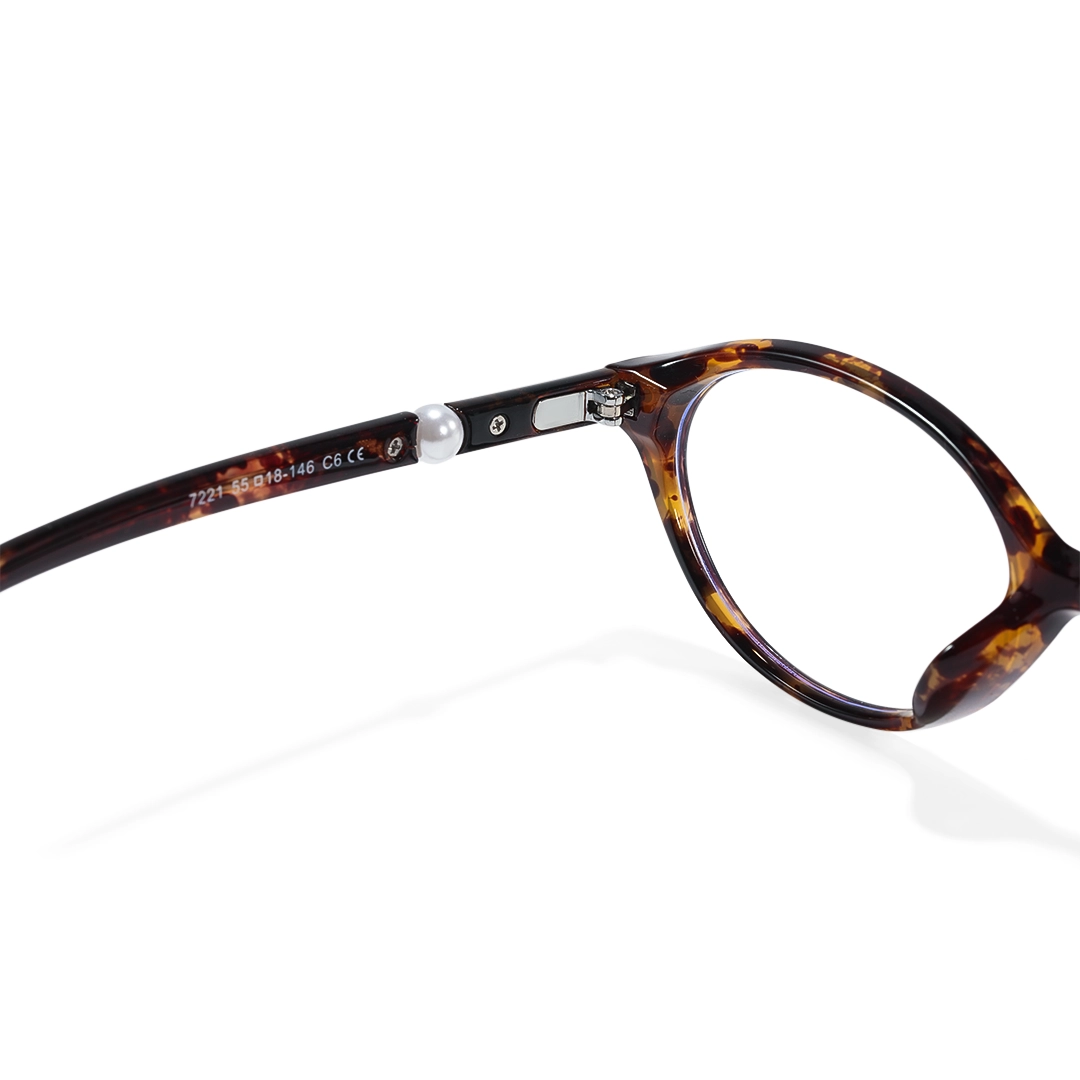 Hinge detail of Sabine y2k oval tr90 eyeglasses OR0192509 in tortoise