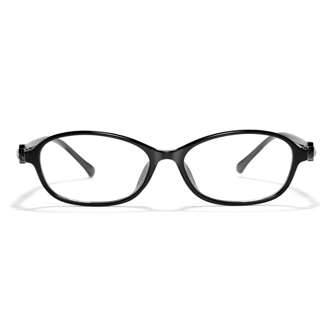 Front view of Righteous y2k oval tr90 eyeglasses OR0212411 in black