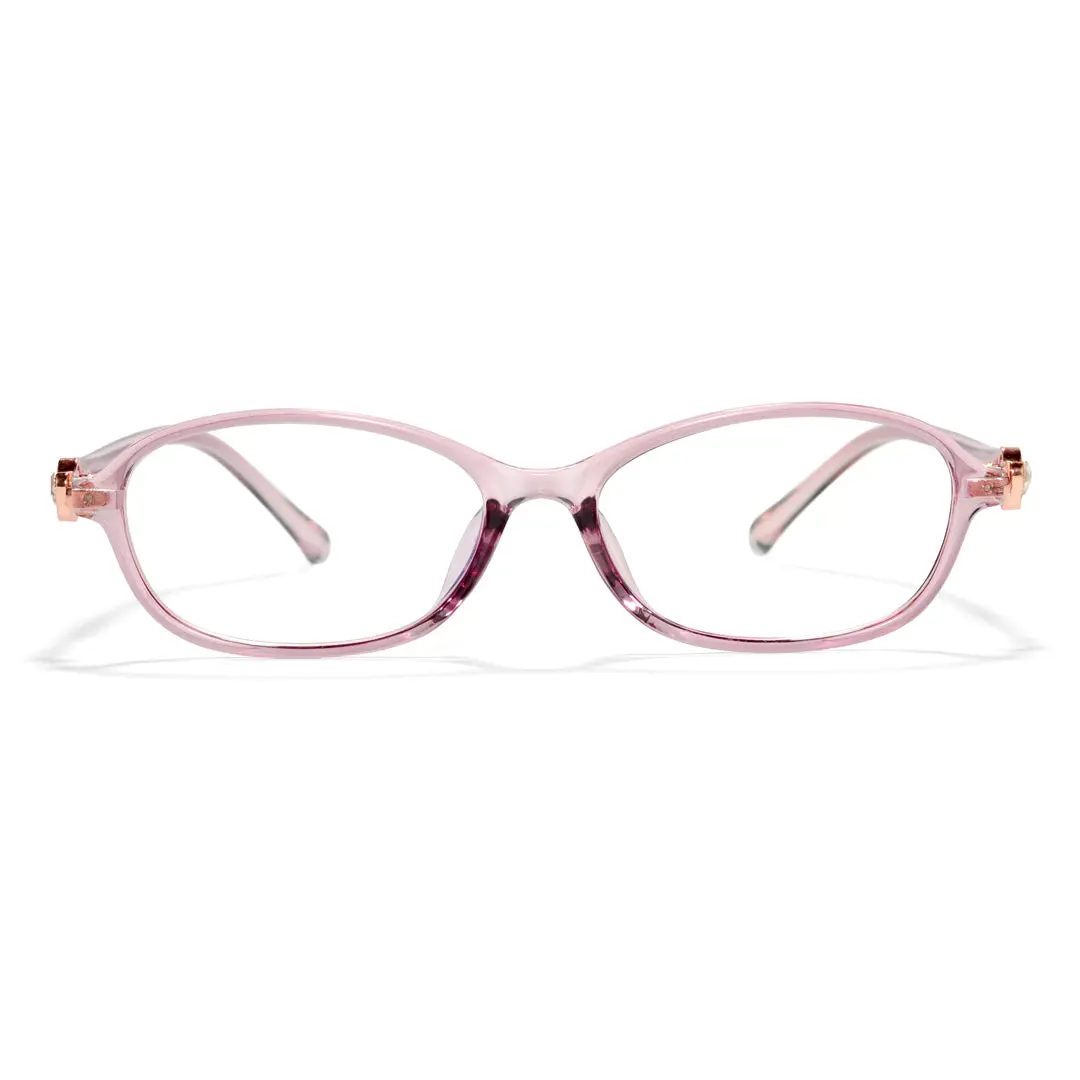Front view of Righteous y2k oval tr90 eyeglasses OR0212411 in pink