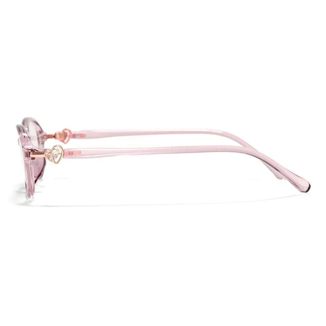 Side view of Righteous y2k oval tr90 eyeglasses OR0212411 in pink