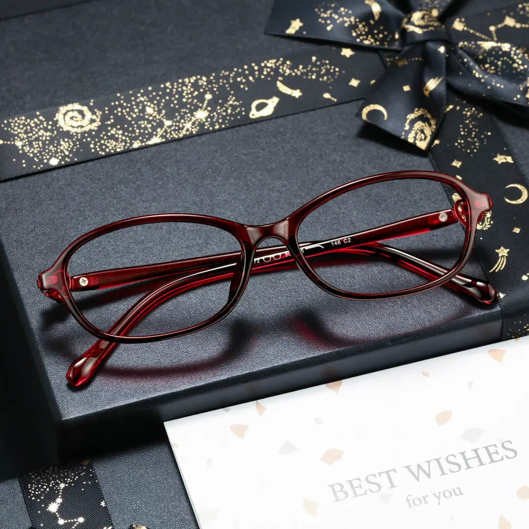 Scene view of Righteous oval tr90 eyeglasses OR0212411 in red