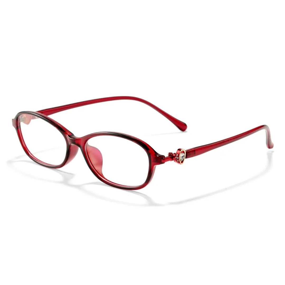 Angle view of Righteous y2k oval tr90 eyeglasses OR0212411 in red