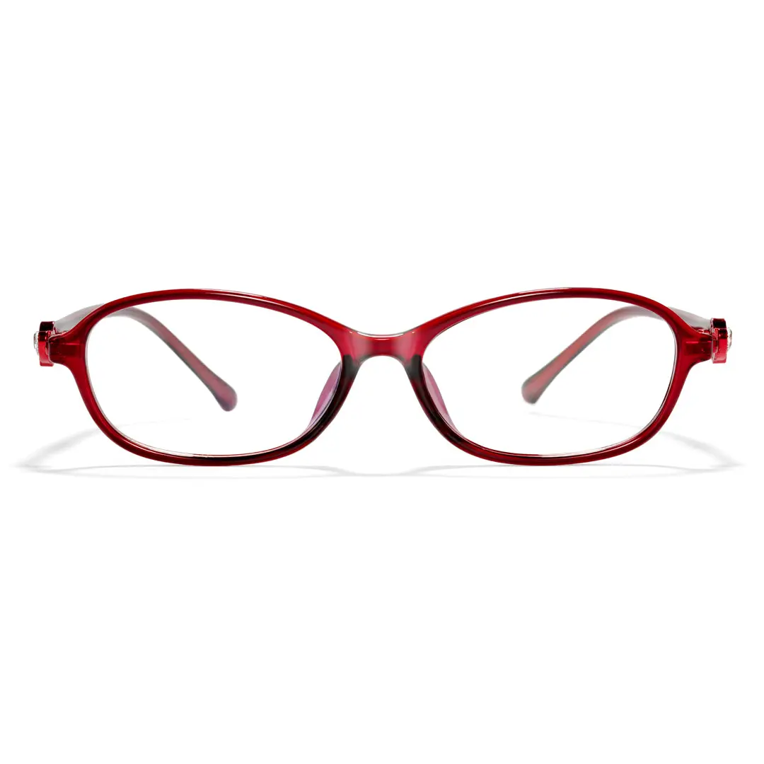 Front view of Righteous y2k oval tr90 eyeglasses OR0212411 in red
