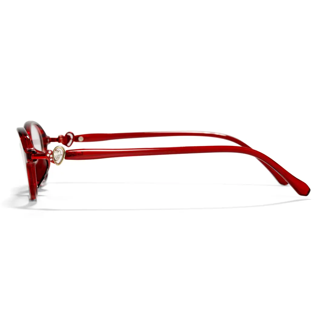 Side view of Righteous y2k oval tr90 eyeglasses OR0212411 in red