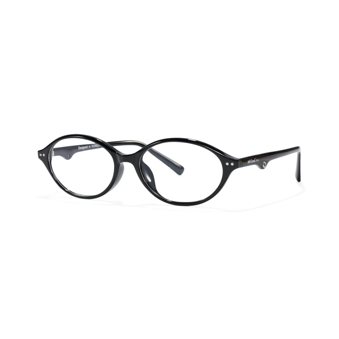 Angle view of Ellis oval tr90 eyeglasses OR0222601 in black