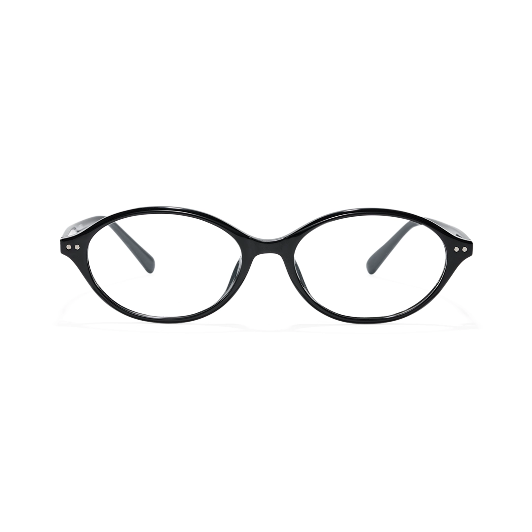 Front view of Ellis y2k oval tr90 eyeglasses OR0222601 in black