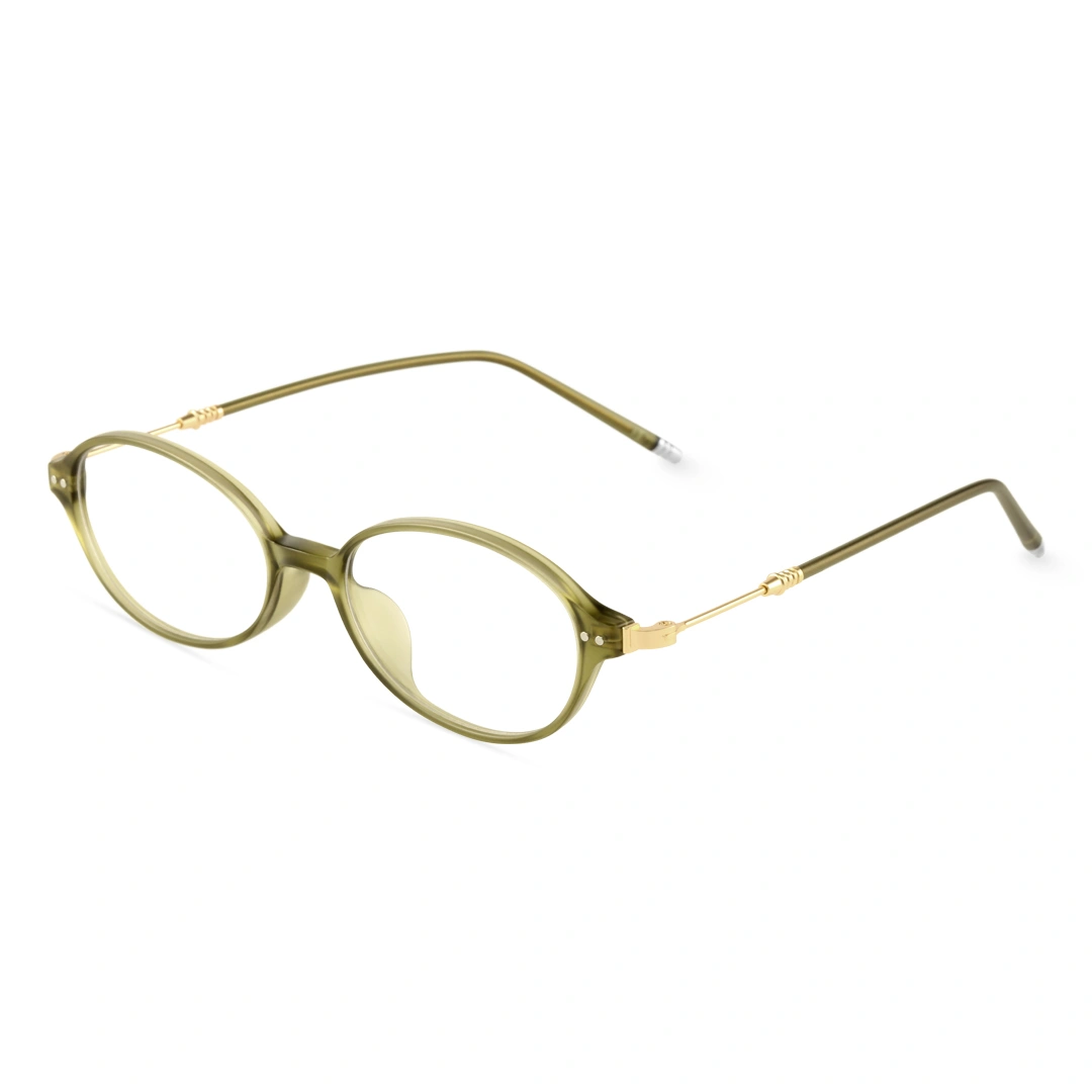 Angle view of Pnestor y2k oval tr90 eyeglasses OR0272410 in army green