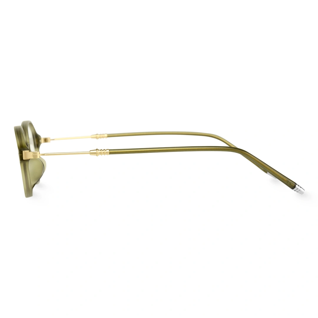 Side view of Pnestor y2k oval tr90 eyeglasses OR0272410 in army green