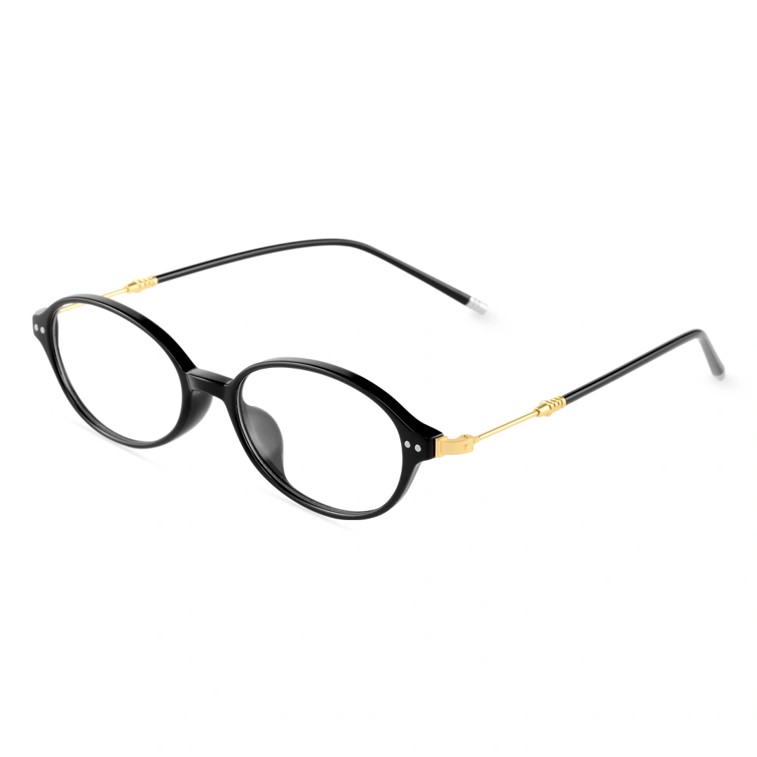 Angle view of Pnestor y2k oval tr90 eyeglasses OR0272410 in black