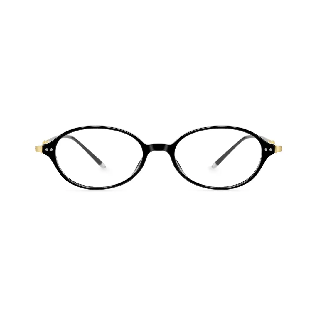 Front view of Pnestor y2k oval tr90 eyeglasses OR0272410 in black