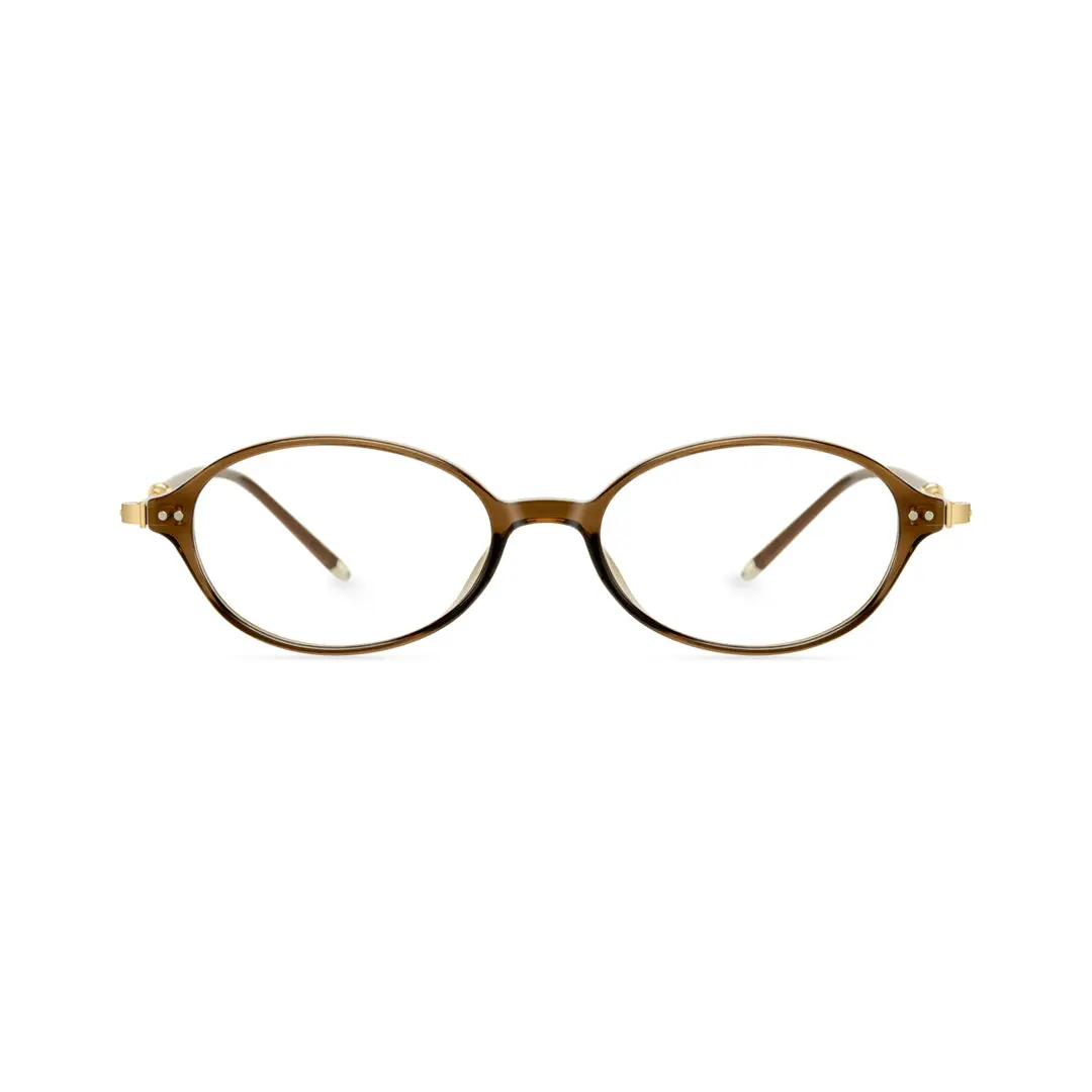 Front view of Pnestor y2k oval tr90 eyeglasses OR0272410 in brown