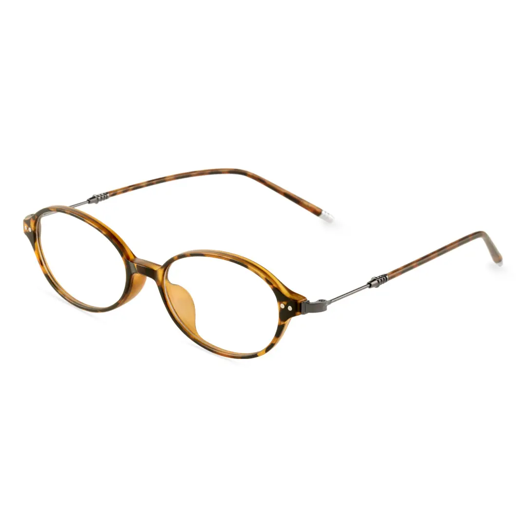 Angle view of Pnestor y2k oval tr90 eyeglasses OR0272410 in tortoise
