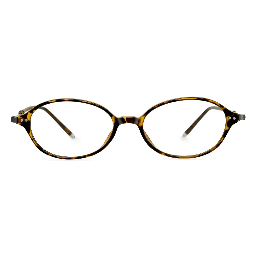 Front view of Pnestor y2k oval tr90 eyeglasses OR0272410 in tortoise