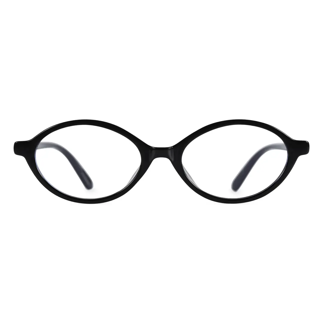 Front view of isra y2k oval tr90 eyeglasses or0312402 in black